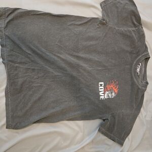 Cove Black Graphic Tee with Red Flame Skull